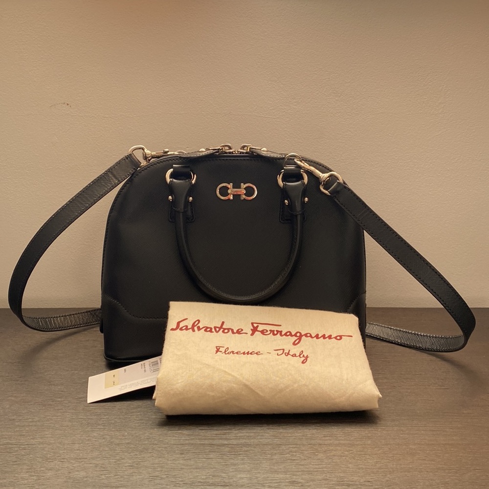 Salvatore Ferragamo 'Mini Darina' Dome Satchel. Color: Black.